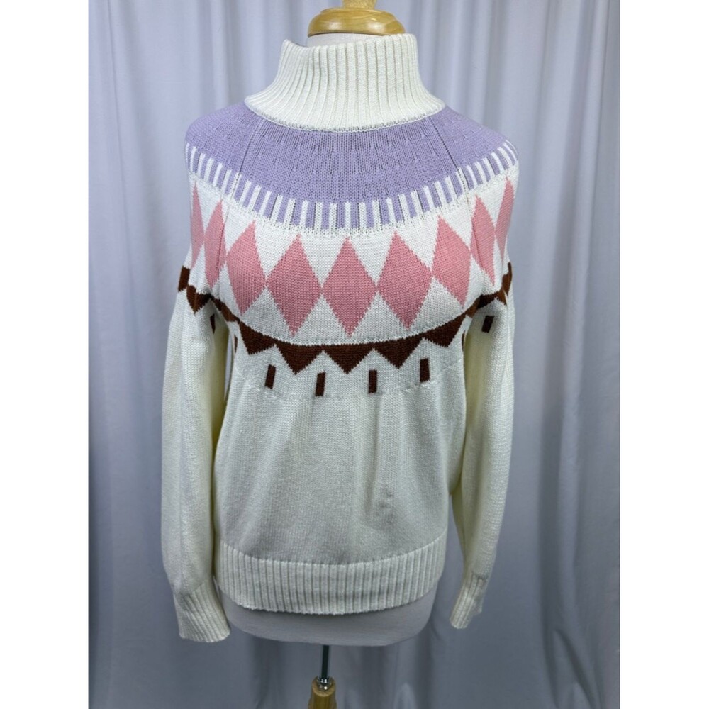 Free Assembly Cream Ribbed Turtleneck Sweater. Medium